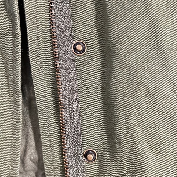 Army Green and pleather sleeve jacket, size S - Picture 6 of 9